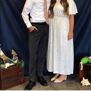 EUC Plus Size White Maxi Length Floral Print Dress